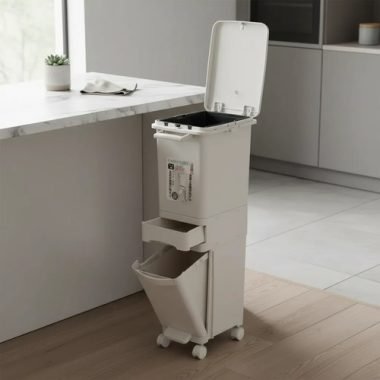 Papelera Tacho Bote Basura Tapa Ruedas Vertical 32l - Uh