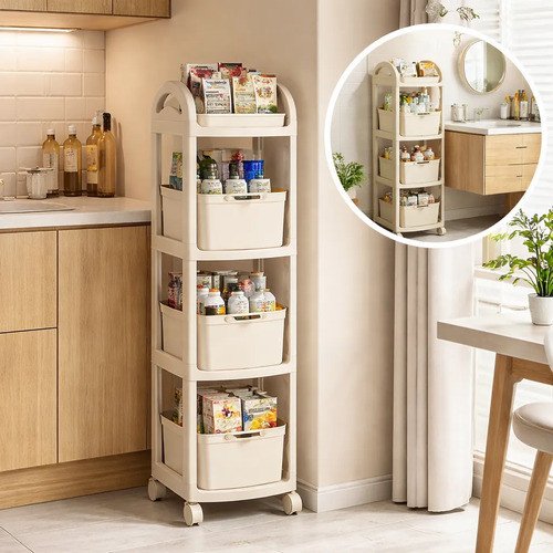 Estantería Cocina O Baño Moderno Con Ruedas 4 Niveles - Uh - Imagen 2