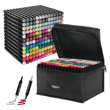 Set De 168 Marcadores Resaltadores Doble Punta + Estuche -uh