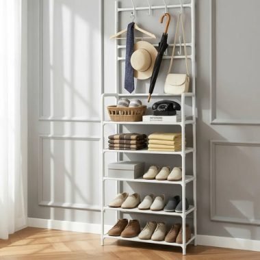 Perchero Organizador Ropa Zapatos Perchas Y Estanteria - Uh - Blanco