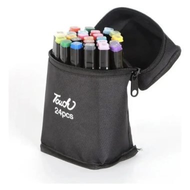 Set De 24 Marcadores Resaltadores Doble Punta + Estuche - Uh