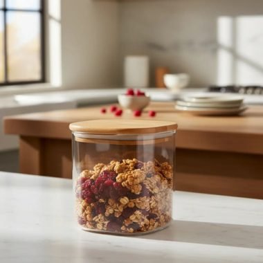Frasco Tupper Tapa De Bambu Condimento Cereales 800ml - Uh