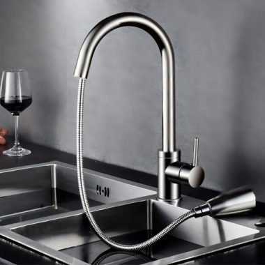 Canilla Monocomando Extensible Cocina Acero Inox Mate - Uh