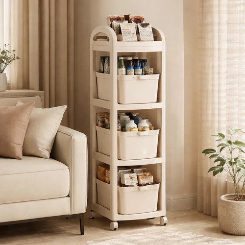 Estantería Cocina O Baño Moderno Con Ruedas 4 Niveles - Uh - Imagen 4