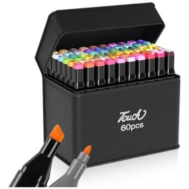 Set De 60 Marcadores Resaltadores Doble Punta + Estuche - Uh