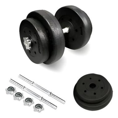 Set 2 Mancuernas Maciza Cromada + 30 Kilos