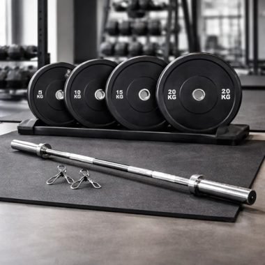 Kit Barra 2.2 Mts Y Discos Olímpicos Bumper + 20 Kgs - Uh