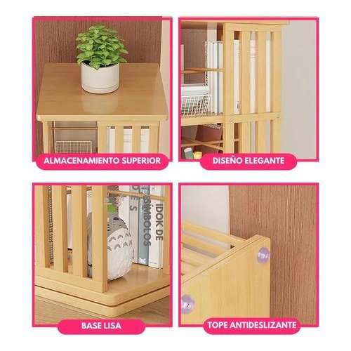 Estanteria Mueble De Bambu Organizador Giratorio - Uh - Imagen 4