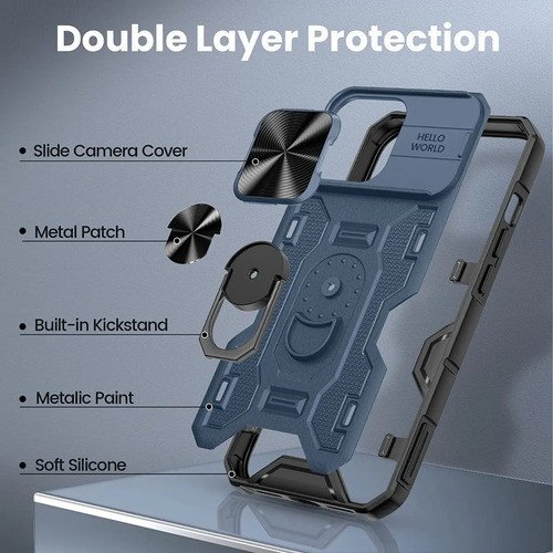 Funda iPhone 13 Mini Cubierta Deslizante Cámara Y Anillo - Imagen 4