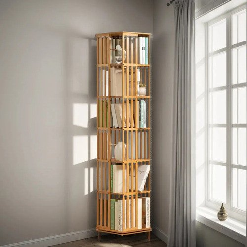 Estanteria Mueble De Bambu Organizador Giratorio - Uh - Imagen 3
