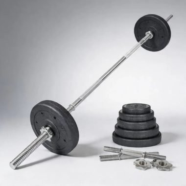 Kit 1 Barra Recta 1.8m + 2 Mancuernas + 20 Kg De Pesas