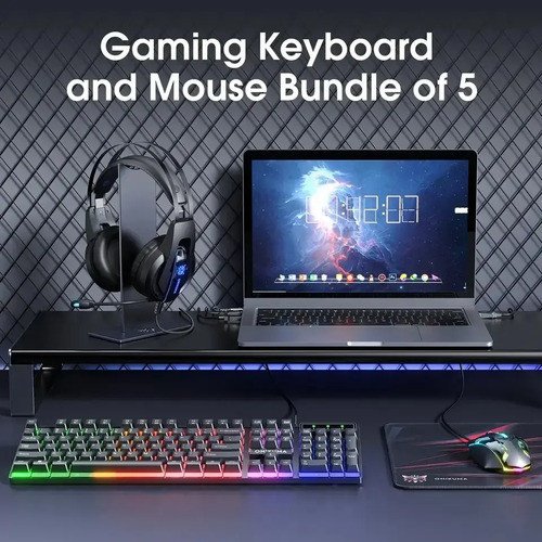 Combo Gamer Teclado + Mouse+ Auricular + Pad + Soporte 5en1 - Imagen 2