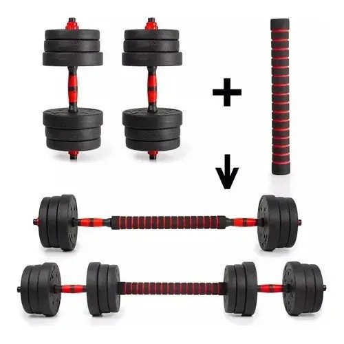 Kit Entrenamiento 20kg 2en1 Mancuernas Y Barra + Pesas Disco - Imagen 4