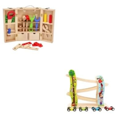 Set Carpintería En Madera Para Niños + Pista Para Autos