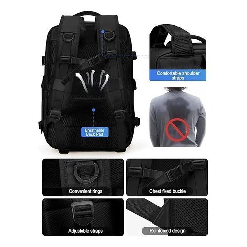 Mochila Grande Valija Viaje 40 L Aprobada Aerolíneas Negra - Imagen 4
