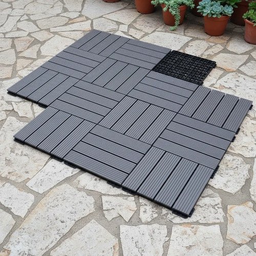 Piso Deck Wpc Encastrable Gris Oscuro - 30x30cm - Uh - Imagen 4