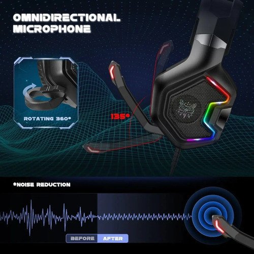 Auriculares Gamer Onikuma K10 Pro Negro Con Luz Led - Imagen 4