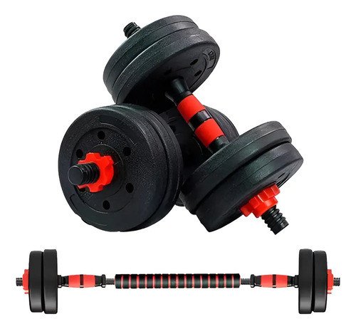 Kit Entrenamiento 20kg 2en1 Mancuernas Y Barra + Pesas Disco - Imagen 3