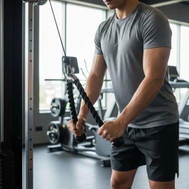 Polea Cuerda Doble Triceps Entrenamiento Pesas Remo