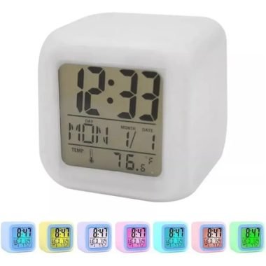 Reloj Despertador Cubo Luminoso Digital Colores Led Alarma