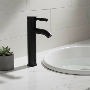 Grifería Monocomando Baño Negro Acabado Mate Altura 30cm -uh