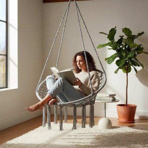Hamaca Silla Colgante Redonda Sillon Exterior Interior - Uh - Imagen 2