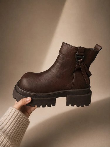 Bota Borcego Kiri Caña Baja Con Plataforma Tinto.uy - Imagen 3