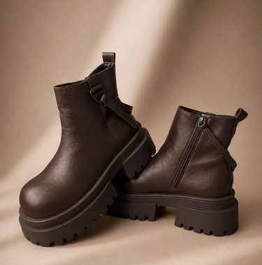 Bota Borcego Kiri Caña Baja Con Plataforma Tinto.uy