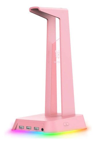 Soporte Para Audifonos Onikuma Rosa Con Multipuerto Usb - Uh