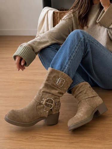 Bota Borcego Gamuza Biege Cosma Para Mujer Tinto.uy - Imagen 2